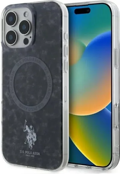 Mbështjellës U.S. Polo Assn. IML Ring MagSafe për iPhone 16 Pro Max, Zi - 1