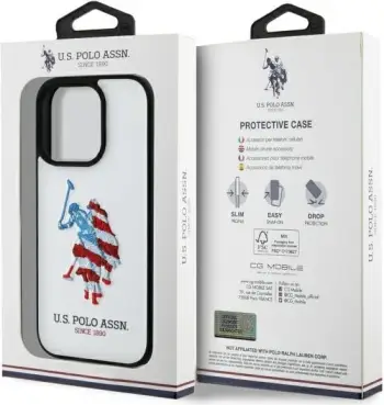 Mbështjellës për celular U.S. Polo Assn. USHCP15XPUSH, për iPhone 15 Pro Max 6.7", lëkurë ekologjike, bardhë
