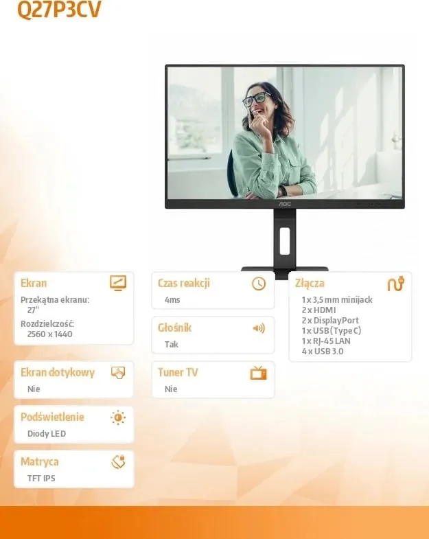 Monitor AOC Q27P3CV - LED, 27", QHD, i zi - 13