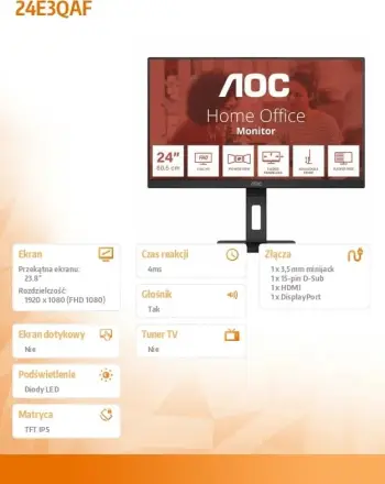 Monitor AOC 24E3QAF, 24'', Full HD, i zi