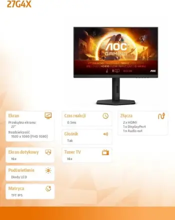 Monitor AOC 27G4X, 27", Full HD, 180Hz, i zi