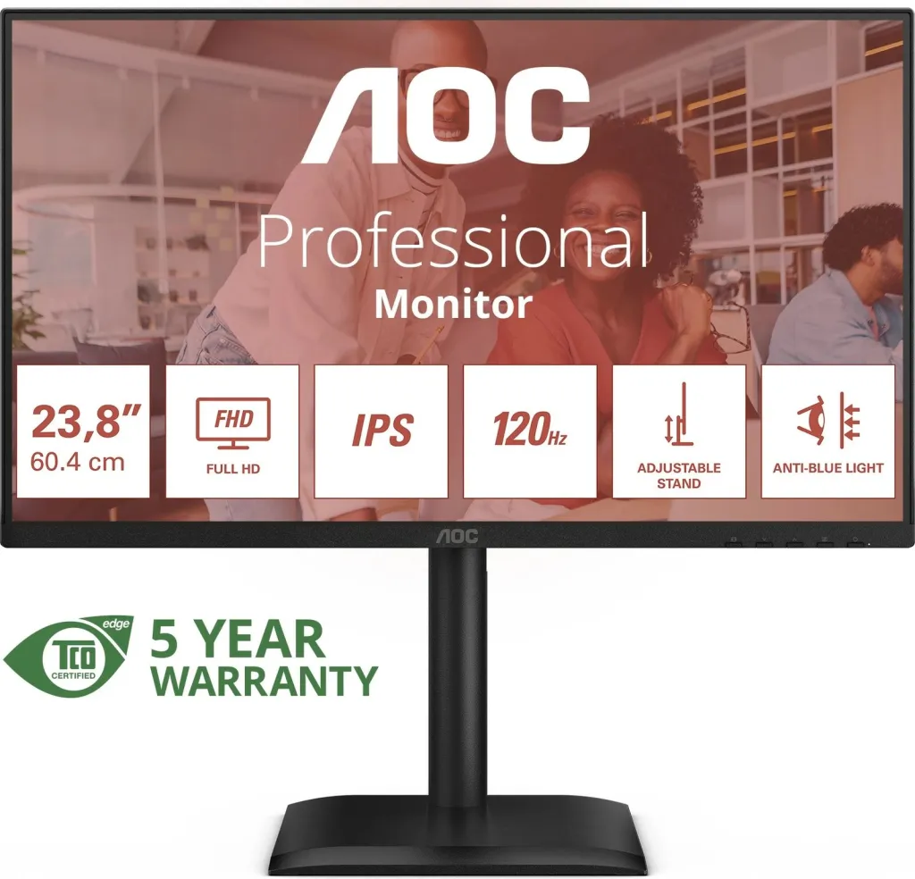 Monitor AOC 24E4U, 23.8", IPS, Full HD, 120Hz, USB Hub, i zi - 1