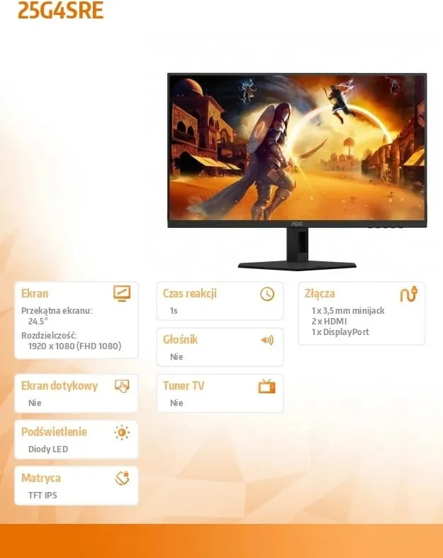 Monitor AOC 25G4SRE, 24.5", Fast IPS, 300Hz, Full HD, i zi - 14