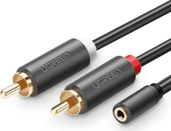 Kabllo Ugreen (UGR649BLK) Jack 3.5mm - RCA (Cinch), 0.25m, e zezë