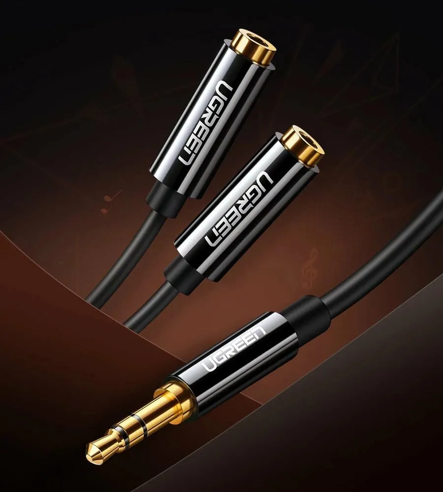 Kabllo Ugreen Jack 3.5mm - Jack 3.5mm x2, e zezë - 2