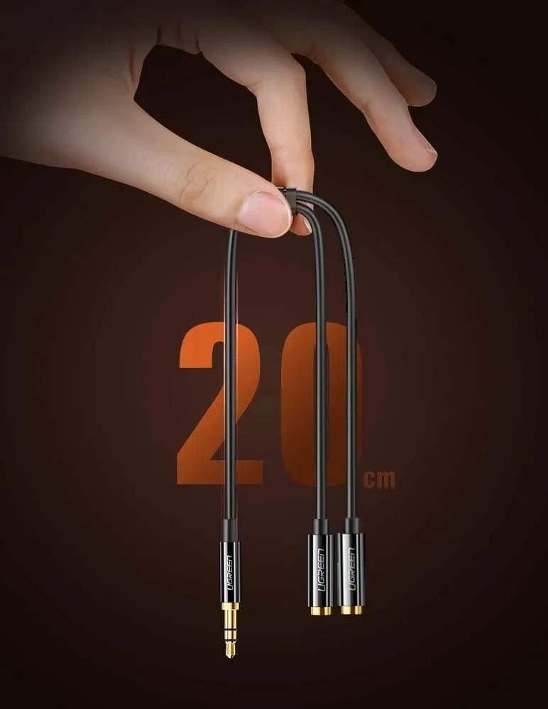 Kabllo Ugreen Jack 3.5mm - Jack 3.5mm x2, e zezë - 8