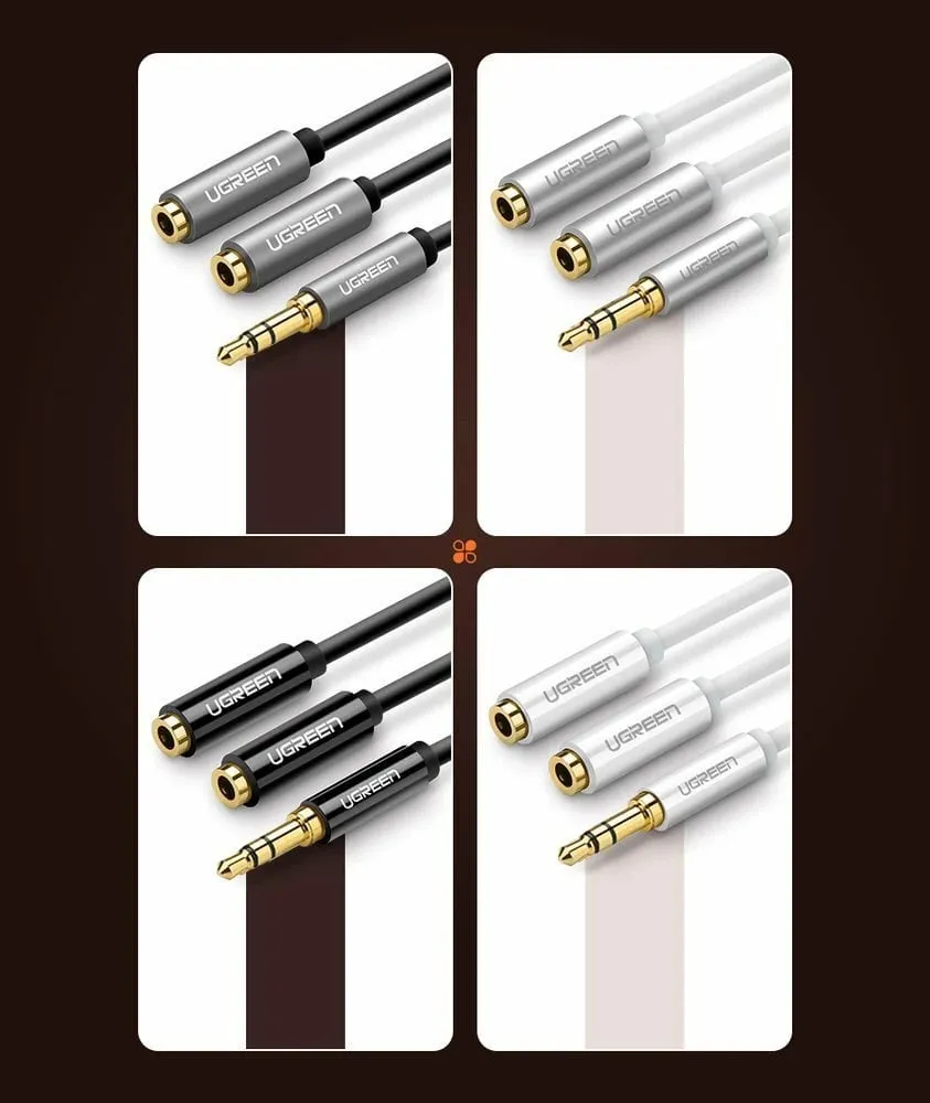 Kabllo Ugreen Jack 3.5mm - Jack 3.5mm x2, e zezë - 10