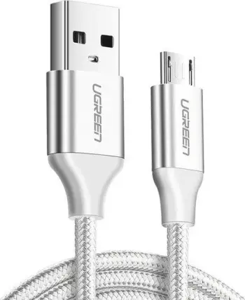 Kabllo Ugreen USB-A në microUSB, 2m, e bardhë