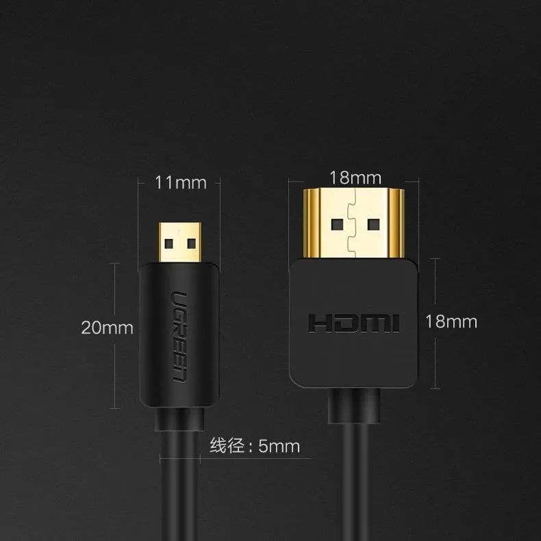 Kabllo Ugreen HDMI Micro - HDMI, 1.5m, e zezë - 12