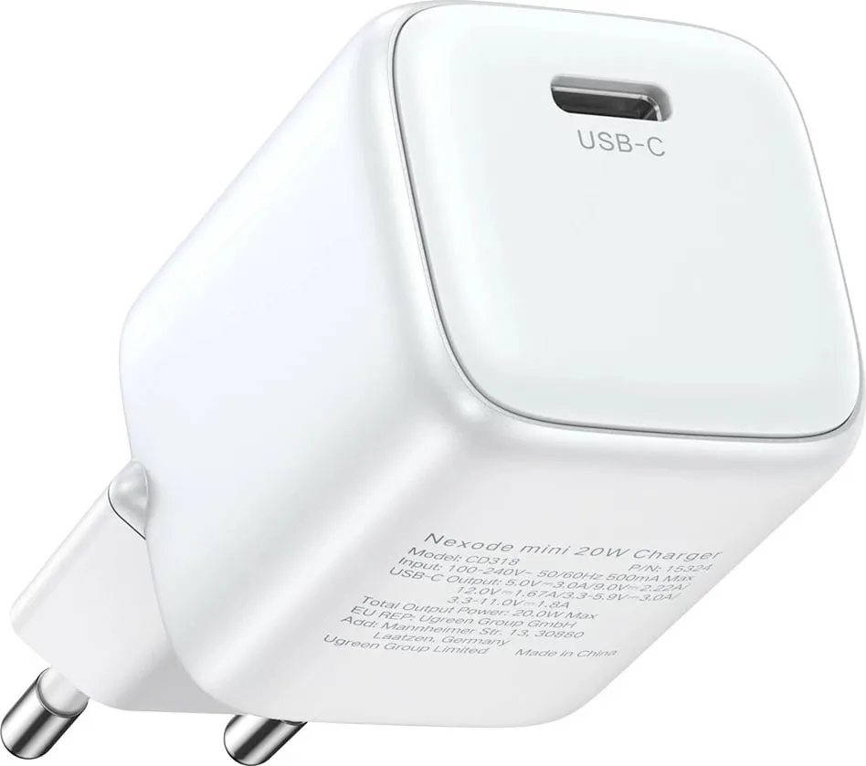 Karikues UGREEN 20W, USB-C, Power Delivery 3.0 & Quick Charge 4.0+, i bardhë - 2
