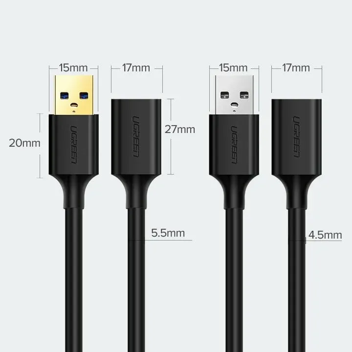 Kabllo zgjatuese USB 3.0 UGREEN 10368B, 1m, e zezë - 11