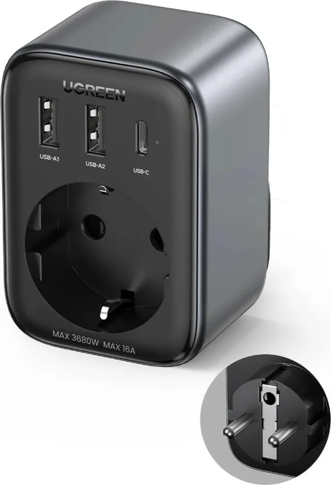 Karikues universal Ugreen 90613, 4 porta, USB-A/USB-C, 2990W, i zi - 1