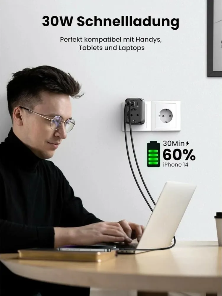 Karikues universal Ugreen 90613, 4 porta, USB-A/USB-C, 2990W, i zi - 3