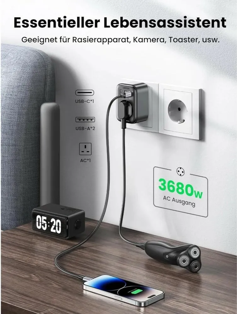 Karikues universal Ugreen 90613, 4 porta, USB-A/USB-C, 2990W, i zi - 4