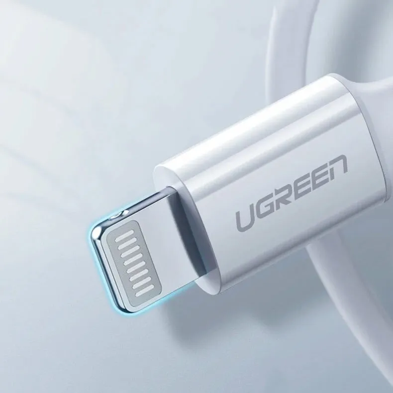 Kabllo Ugreen US171 USB-C në Lightning, 0.5m, 20W, 3A, e bardhë - 6