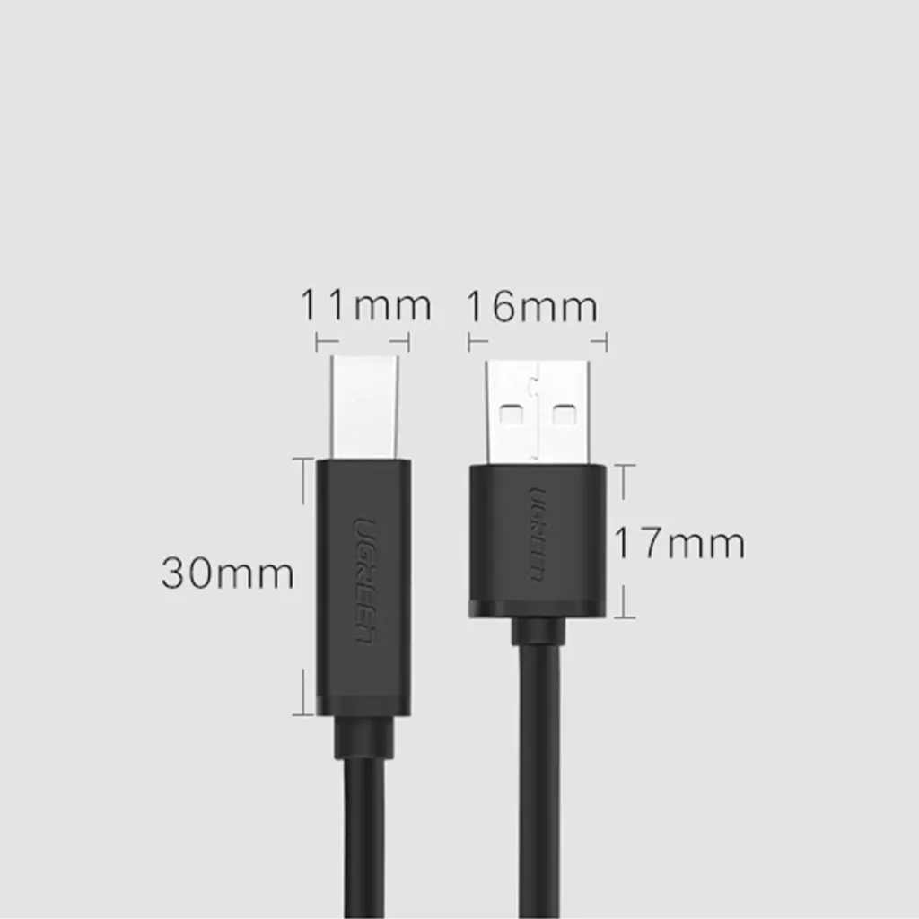 Kabllo printeri Ugreen US122, USB-B në USB-A, 15m, e zezë - 7