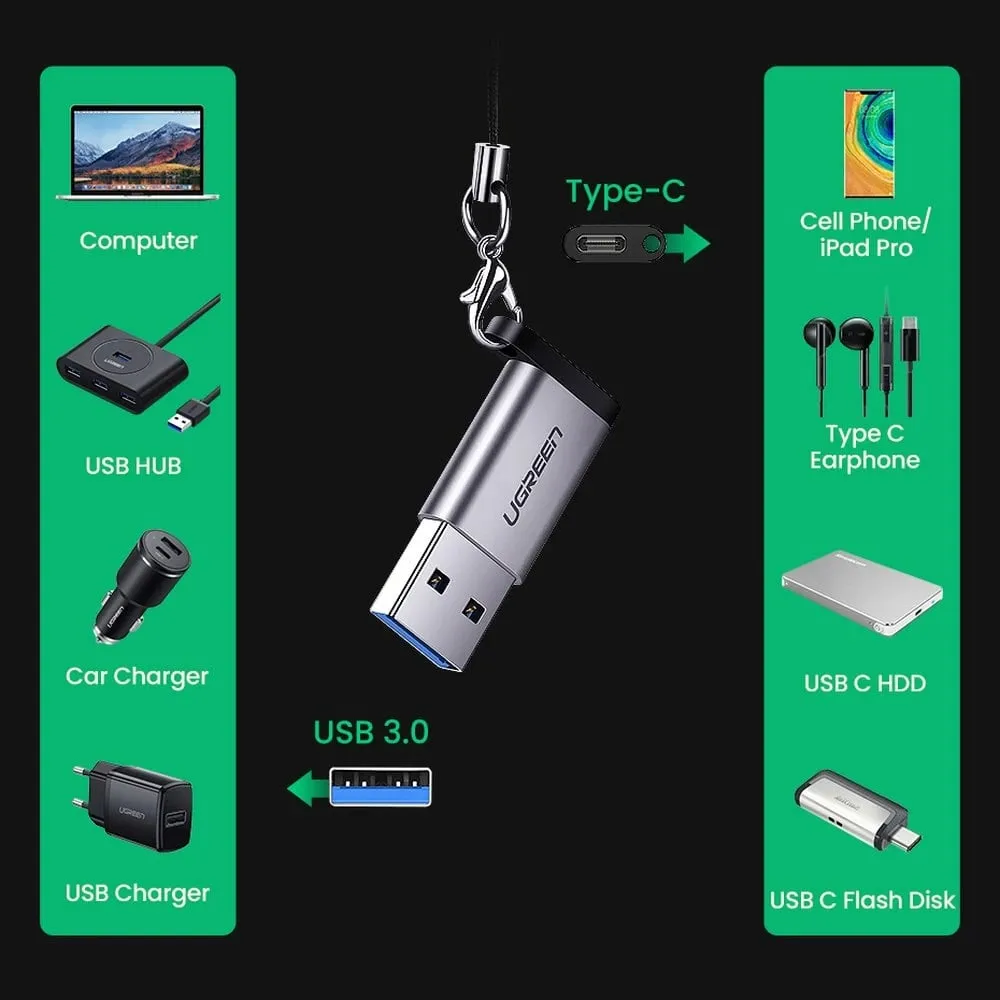 Adapter USB Ugreen US276, USB C në USB 3.0, 5Gb/s, argjendtë - 4