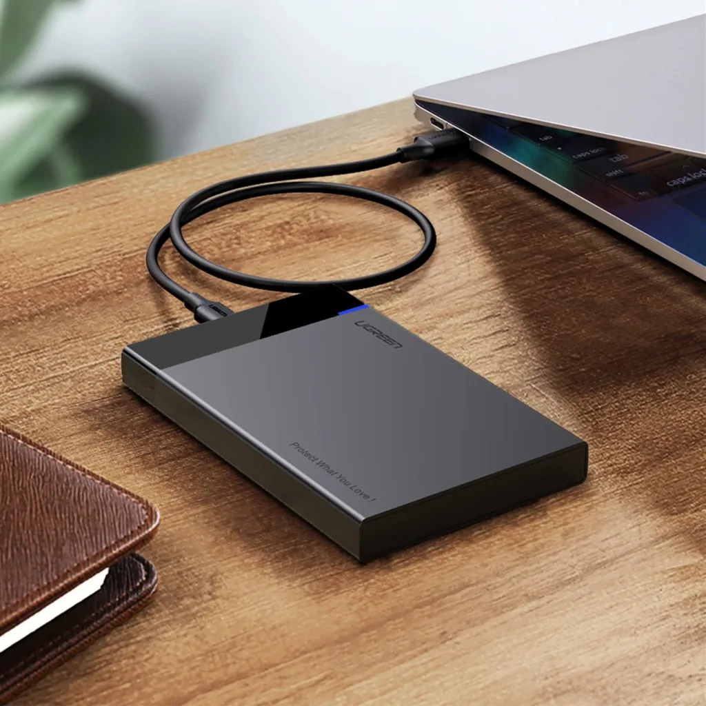 Kasë Ugreen US221 për disk SATA 2.5'' deri 6TB, USB-C 3.0, e zezë - 2