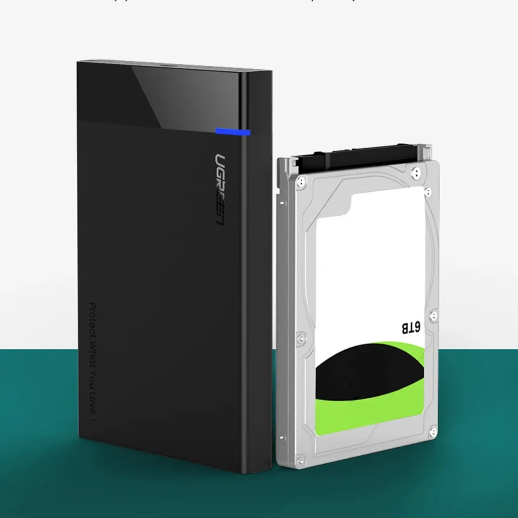 Kasë Ugreen US221 për disk SATA 2.5'' deri 6TB, USB-C 3.0, e zezë - 5