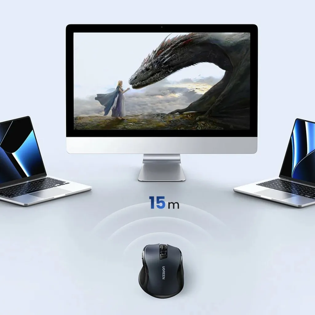 Mouse pa tela UGREEN MU006, 2.4 GHz dhe Bluetooth 5.0, i kuq - 11
