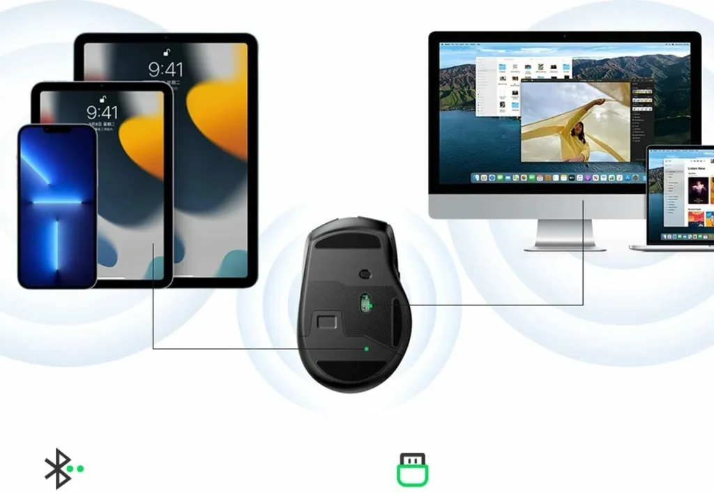 Mouse pa tela UGREEN MU006, 2.4 GHz dhe Bluetooth 5.0, i kuq - 17