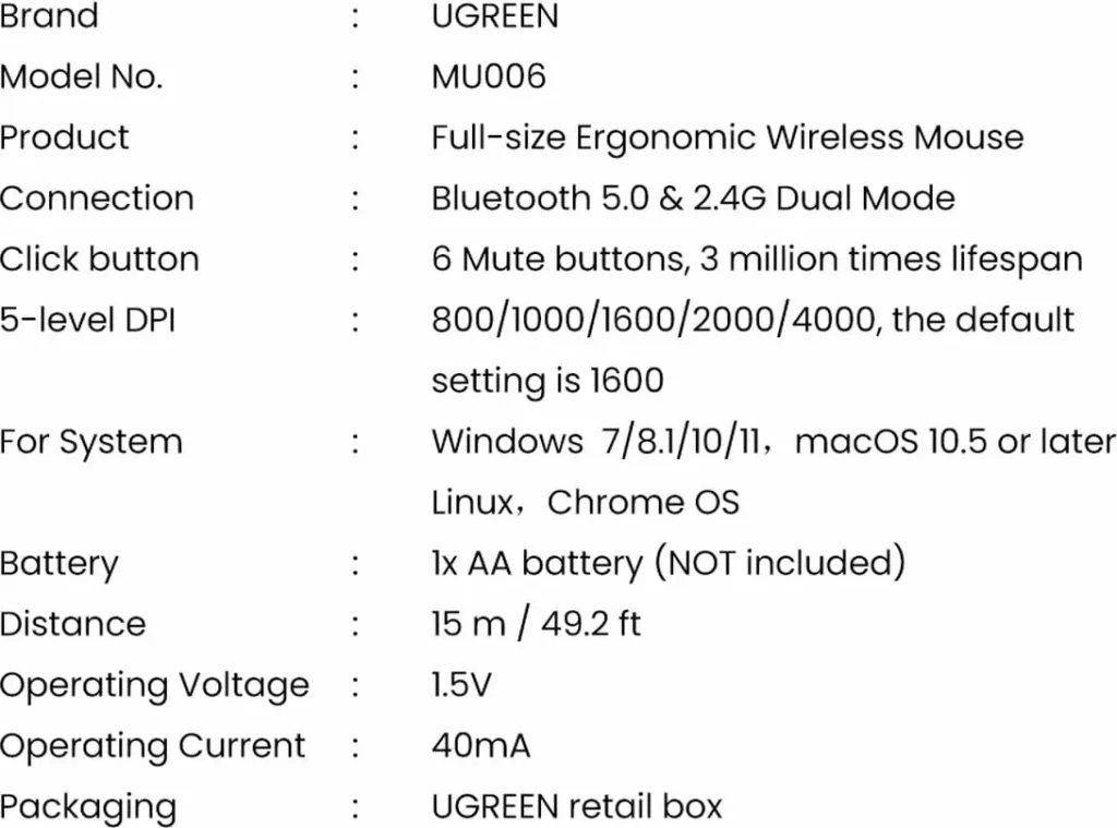 Mouse pa tela UGREEN MU006, 2.4 GHz dhe Bluetooth 5.0, i kuq - 19