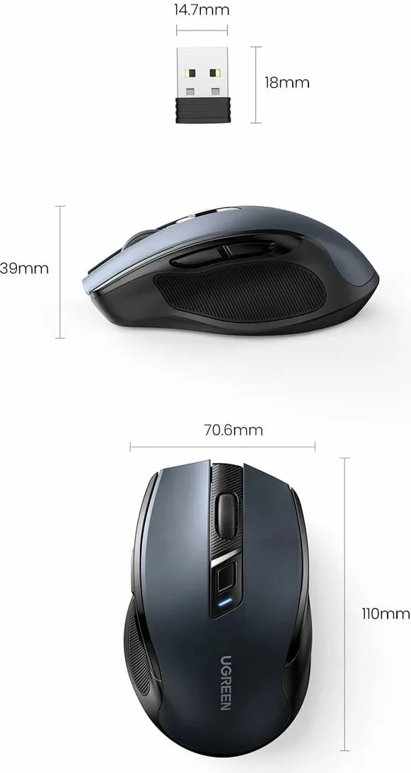 Mouse pa tela UGREEN MU006, 2.4 GHz dhe Bluetooth 5.0, i kuq - 5