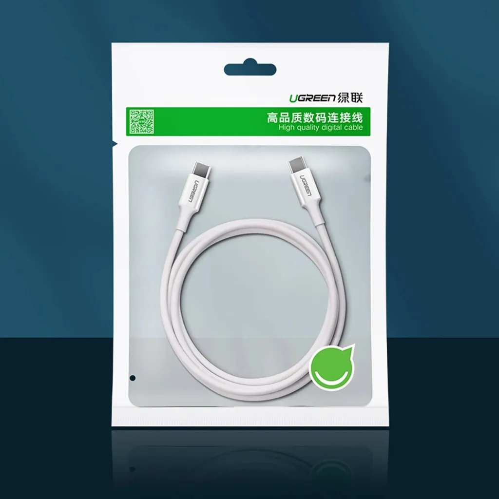 Kabllo USB-C në USB-C Ugreen US264 60517, 0.5m, e bardhë - 10