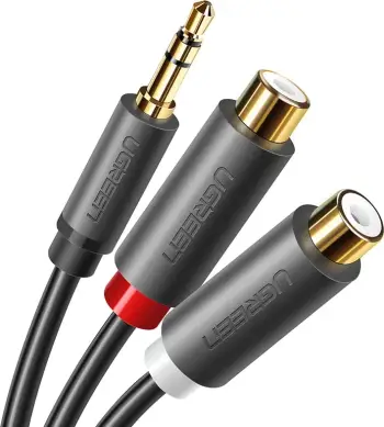 Adapter audio Ugreen AV109, jack 3.5mm mashkull në 2xRCA femër, 0.25m, Gri