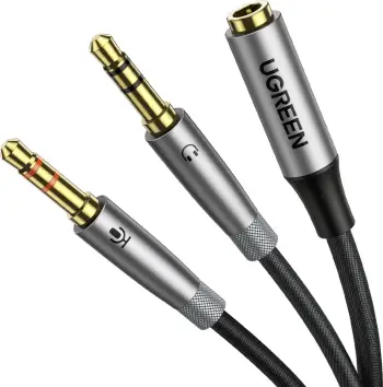 Kabllo ndarëse audio Ugreen AV193 50255, 3.5 mm mini jack (female) në 2x 3.5 mm mini jack (male), 20 cm, Argjend