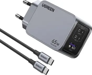 Karikues Ugreen Nexode Pro 65W GaN, 3 porta, USB C dhe USB, gri