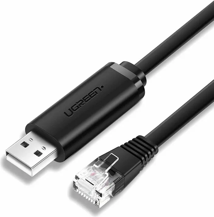 Kabllo USB në RJ45 Ugreen CM204 UGR597BLK, USB 2.0, me çip FTDI, e zezë - 1