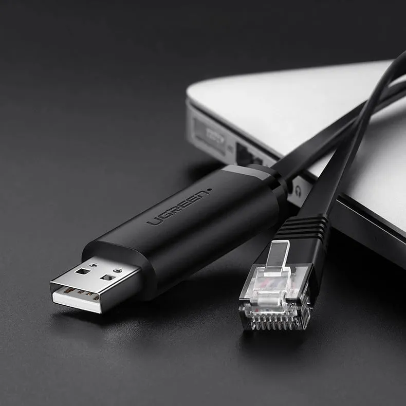 Kabllo USB në RJ45 Ugreen CM204 UGR597BLK, USB 2.0, me çip FTDI, e zezë - 2