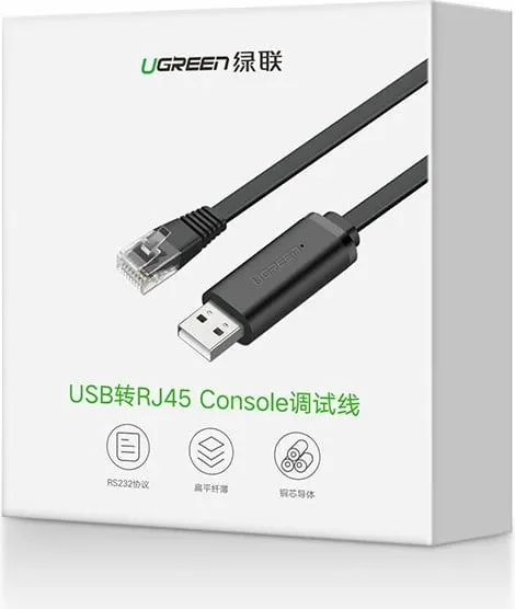 Kabllo USB në RJ45 Ugreen CM204 UGR597BLK, USB 2.0, me çip FTDI, e zezë - 5
