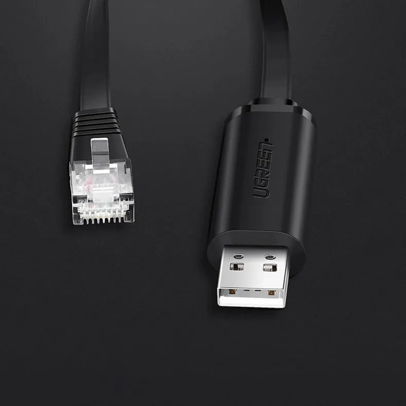 Kabllo USB në RJ45 Ugreen CM204 UGR597BLK, USB 2.0, me çip FTDI, e zezë - 8