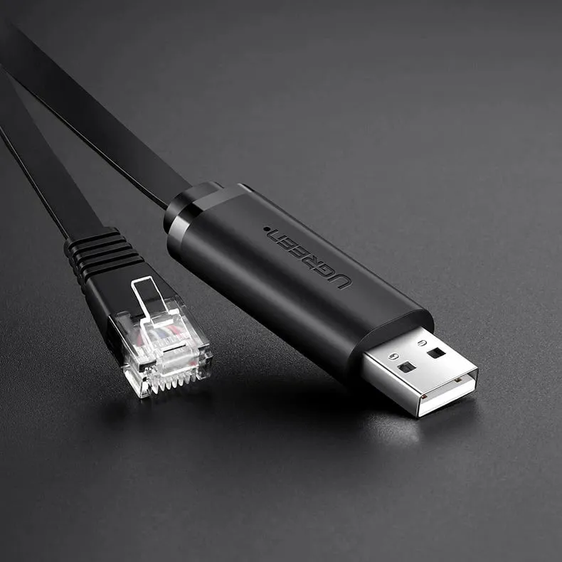 Kabllo USB në RJ45 Ugreen CM204 UGR597BLK, USB 2.0, me çip FTDI, e zezë - 9