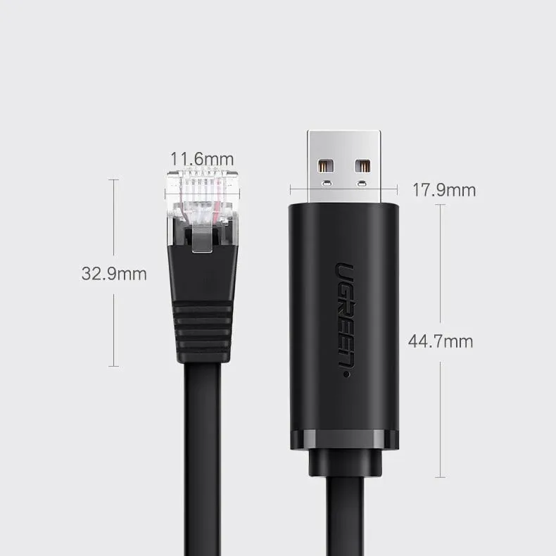 Kabllo USB në RJ45 Ugreen CM204 UGR597BLK, USB 2.0, me çip FTDI, e zezë - 10