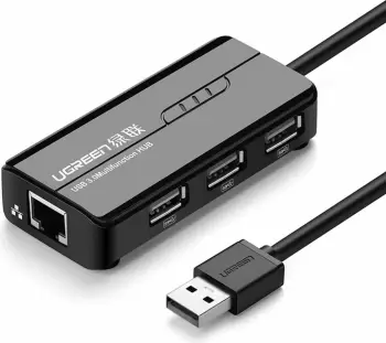 Adapter rrjeti me HUB Ugreen 20264, 3x USB-A 2.0, RJ45, i zi