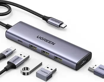 HUB Ugreen CM511 5in1, USB-C, HDMI, 3x USB-A 3.0, Gri