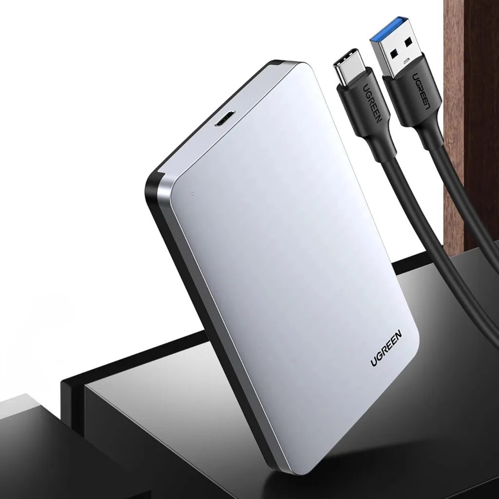 Kasë Ugreen CM300 70499 për hard disk 2.5" SATA 3.0, USB-C, 0.5m kabllo, Argjendtë - 2
