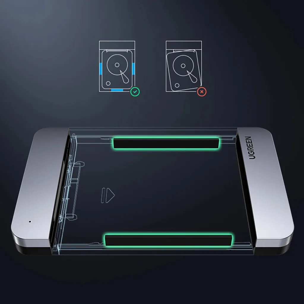 Kasë Ugreen CM300 70499 për hard disk 2.5" SATA 3.0, USB-C, 0.5m kabllo, Argjendtë - 6