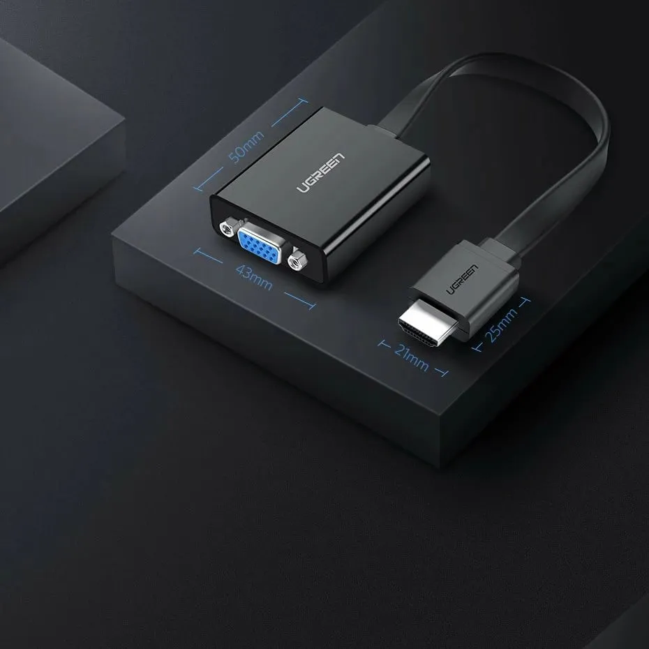 Adapter HDMI në VGA Ugreen 40248, me micro USB dhe audio 3.5mm, Zi - 14
