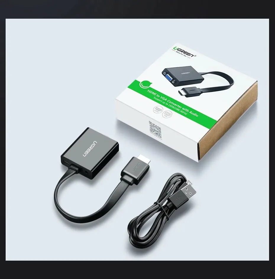 Adapter HDMI në VGA Ugreen 40248, me micro USB dhe audio 3.5mm, Zi - 15