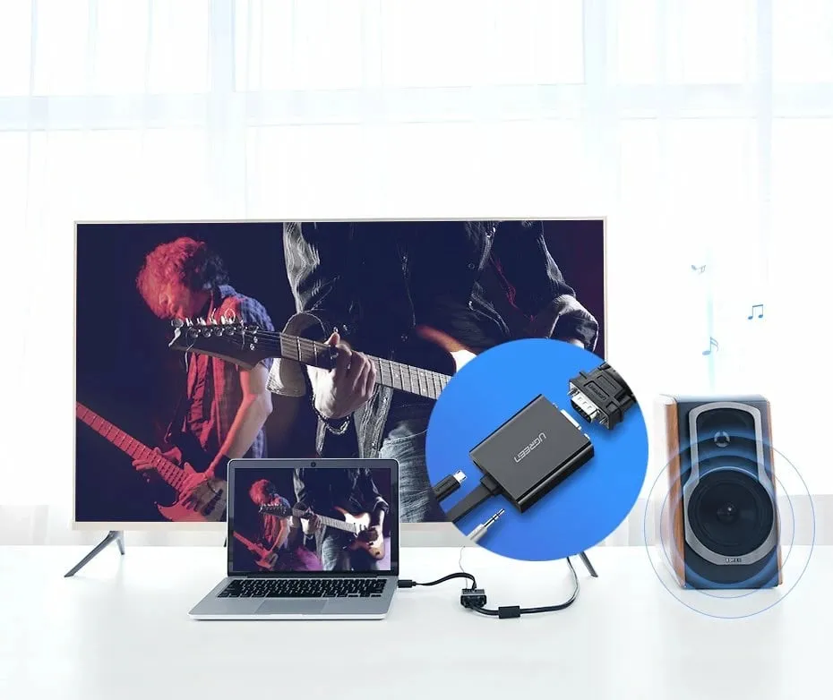 Adapter HDMI në VGA Ugreen 40248, me micro USB dhe audio 3.5mm, Zi - 7