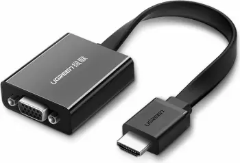 Adapter HDMI në VGA Ugreen 40248, me micro USB dhe audio 3.5mm, Zi