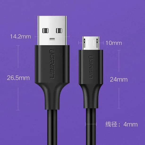 Kabllo USB UGREEN 60137, 1.5m, USB 2.0 në Micro-USB, e zezë - 19