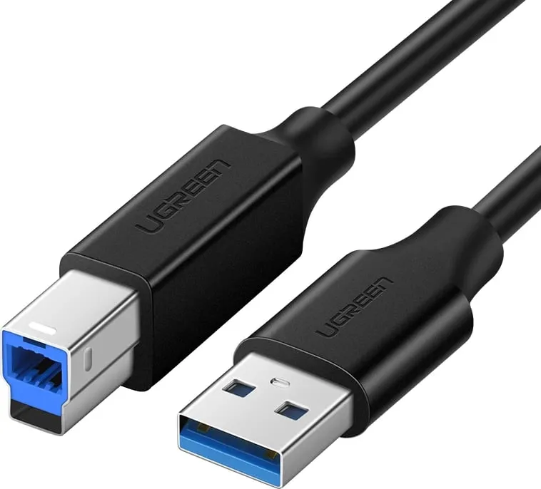 Kabllo printeri Ugreen US210 10372, USB-A në USB-B, 2m, e zezë - 1