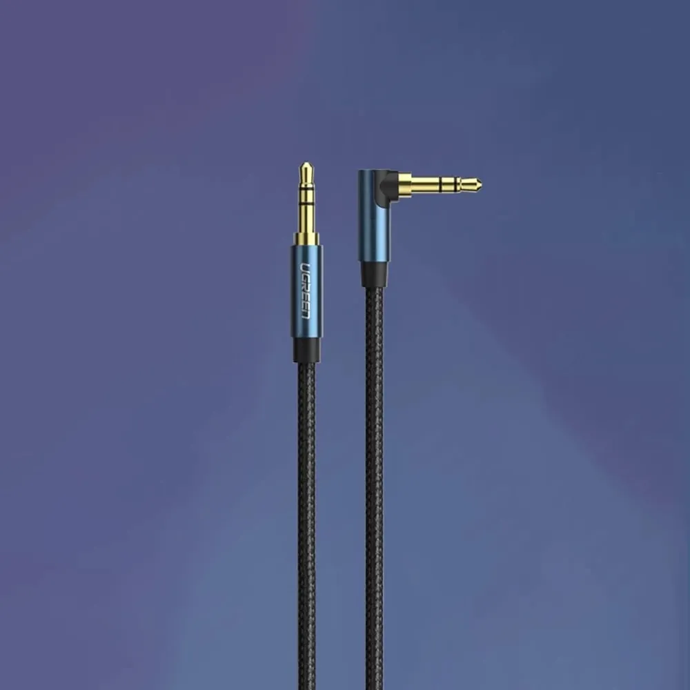 Kabllo audio AUX Ugreen AV112, 0.5m, mini jack 3.5mm, këndore, Blu - 15