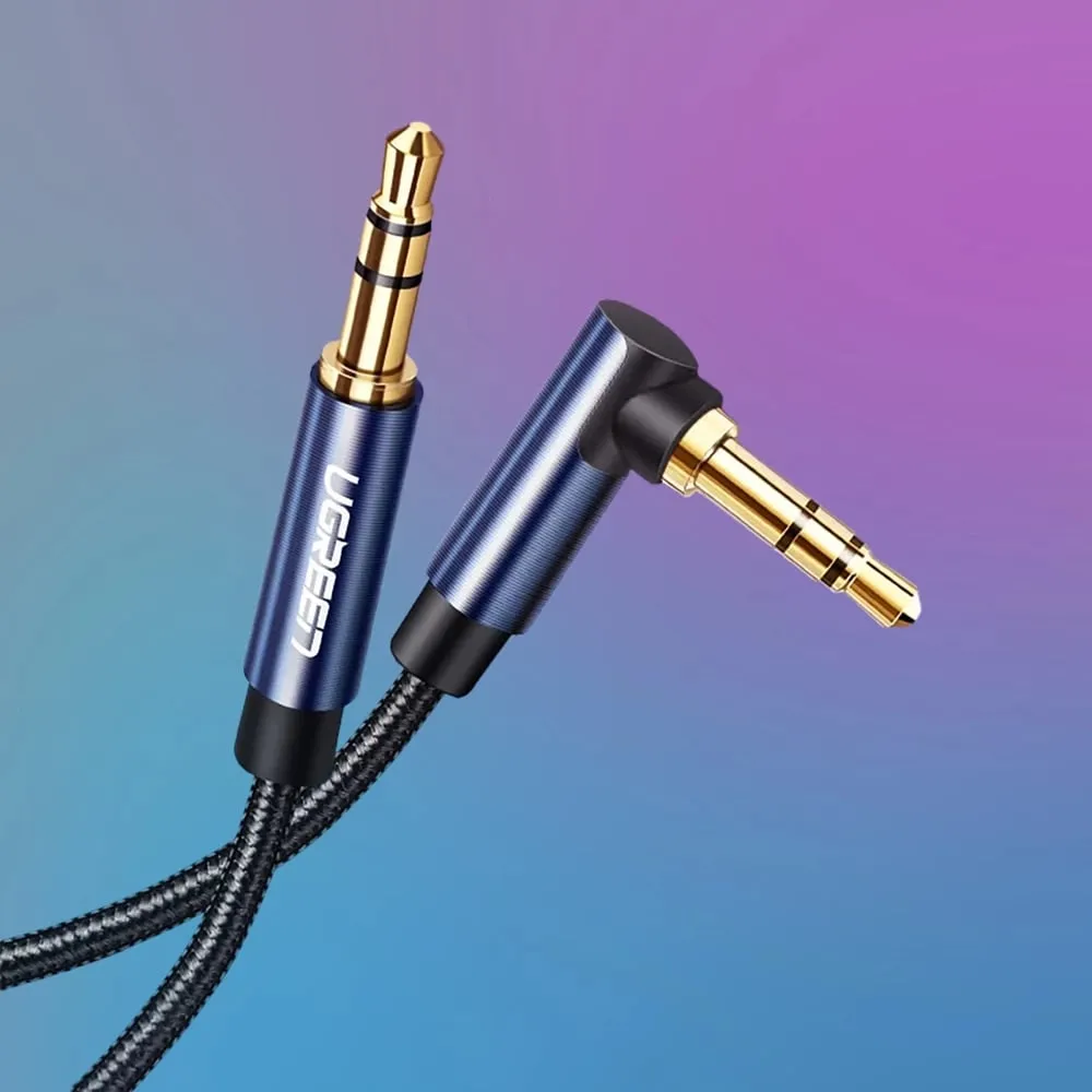 Kabllo audio AUX Ugreen AV112, 0.5m, mini jack 3.5mm, këndore, Blu - 19