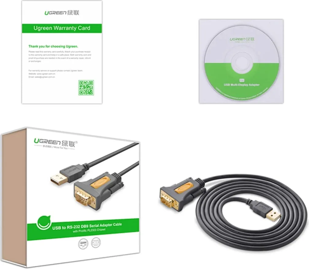 Kabllo adapter Ugreen CR104, USB-A në DB9 RS-232, 1.5m, Gri - 3
